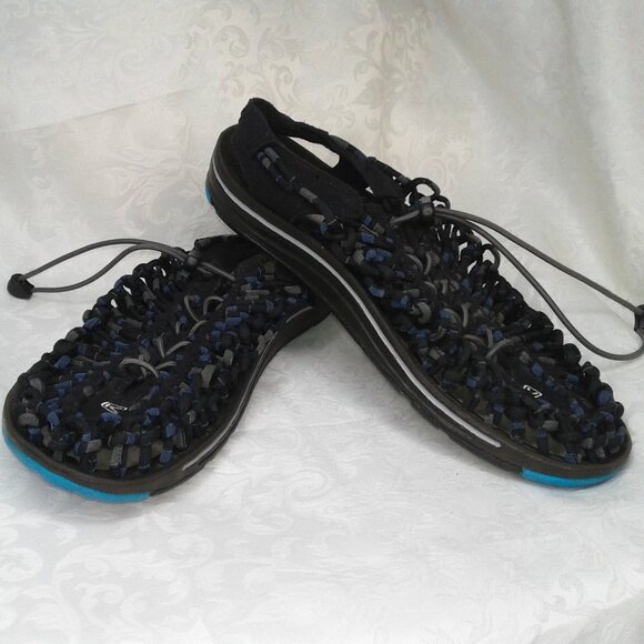KEEN UNEEK Black Blue Paracord Outdoor Sport Sandals Braided EU 41: US 9.5W/8M - Picture 1 of 10